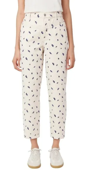 Frank‎ And Oak Linda Balloon Fit Jeans Womens 27 Cream Floral High Rise Tapered thumbnail 1