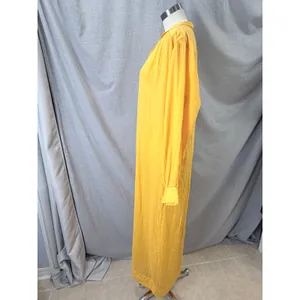 Frame Yellow Kumquat Ramie Double-Lined Long Sleeve V-Neck Kaftan Maxi Dress‎ M thumbnail 7