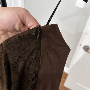 🆕 hazel Dark Brown Lace Panel Maxi Skirt Size L thumbnail 6