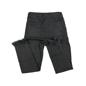 Just Black - Cropped Skinny Jeans with Fringe Hem in Washed Black thumbnail 4