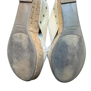 Crown Vintage Shoes Womens Size 7.5 Beige Slide‎ Sandals Cork Wedge Studded thumbnail 10