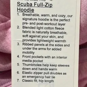 Lululemon NWT Scuba Full zip Hoodie in Heathered Vita Pink size 12 thumbnail 8