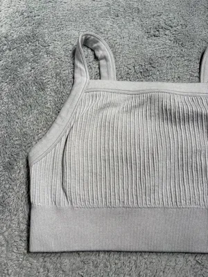 Aerie Light Gray Ribbed bralette tank top medium thumbnail 2