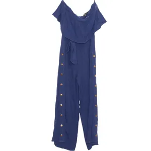 NWT Lulus Jumpsuit Lanah Y2K Boho Coastal Minimalist Strapless Linen Size Medium thumbnail 2