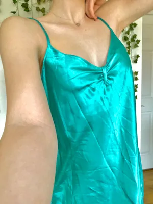 Thalia Sodi Vintage Y2K 90’s Silk Blue Green Lace Panel Slip Nightgown Dress thumbnail 1