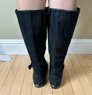 NINE WEST Black Suede Flat Riding Boot Size 8.5M Pointed Toe thumbnail 5