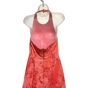 Caitlin Michelle Halter Dress Women 8 Coral Pink‎ Excellent Floral Brocade Party thumbnail 5