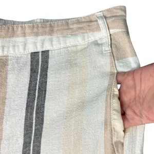 Anthropologie Beige Black White Neutral Stripe Linen Blend Wide Leg Pants size M thumbnail 11