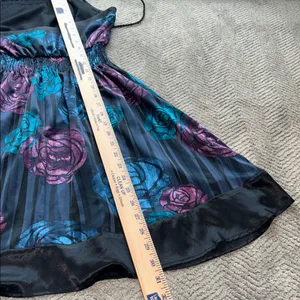DKNY Jeans Black Fabric Floral Silk Satin Halter Dress Backless Dress Size Large thumbnail 10