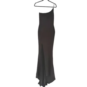 Nookie One Shoulder Gown Maxi Dress M Black High Slit Formal Prom Homecoming thumbnail 5