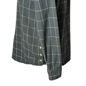 Marine Layer‎ Popover Blouse Womens Medium Black White Windowpane Organic Cotton thumbnail 6