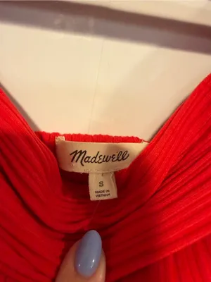 NWT Madewell Red Ribbed off the‎ shoulder Tank Top thumbnail 2