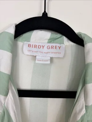Birdy Grey Eddie Striped Pajama Set Women’s Large Sage Green Shorts Top thumbnail 4