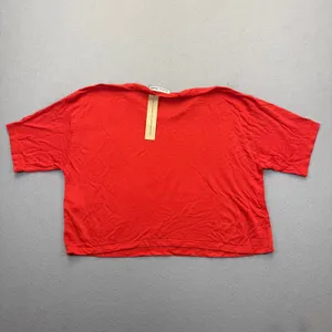 Reformation Jeans Womens‎ XS Red Tencel Lyocell Cropped Boxy T-Shirt Made in USA thumbnail 6