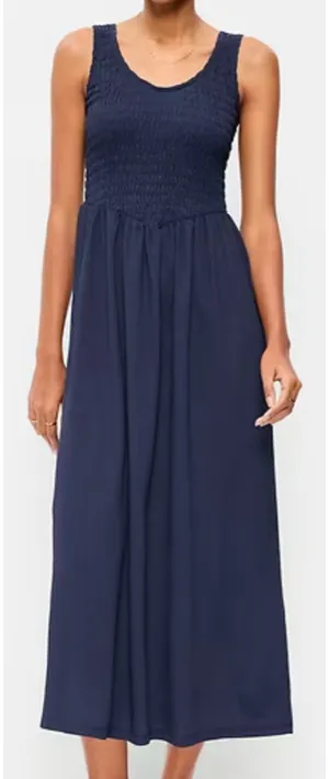 Old Navy Fit & Flare Lightweight Smocked-Bodice Midi Dress thumbnail 1
