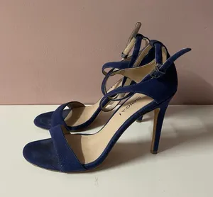 Via Spiga Navy Blue Open Toe Ankle Strap Heels Size 8.5 thumbnail 1