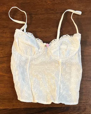 Edikted White Smocked Lace Top thumbnail 1
