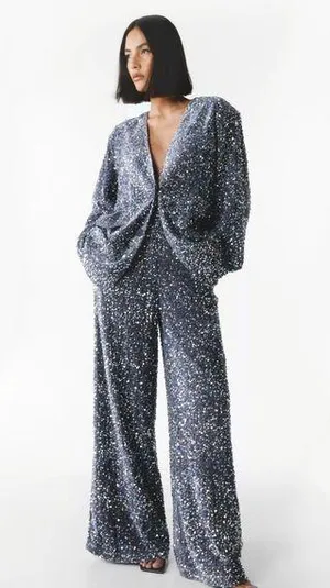 NWT Nasty Gal Sparkly sequin pants Size 14 thumbnail 2