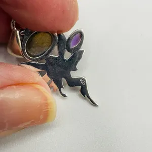 Fairy Labradorite & Amethyst 925 Sterling Silver Pendant thumbnail 6