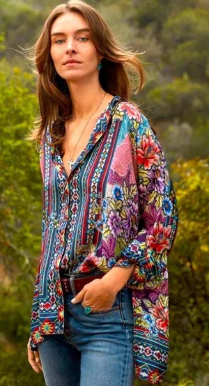 JOHNNY WAS spring boho printed Janelle Button-up silk blouse M tunic fall
$240 thumbnail 1