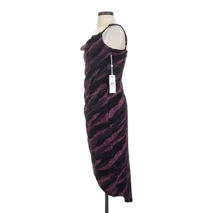 Siena Purple Wavy Print Tulip Hem Bodycon Dress Size 2 Y2K Party Glam Whimsigoth thumbnail 8