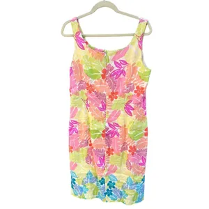 Barry Bricken Vintage Colorful Tropical Leaf Dress thumbnail 2