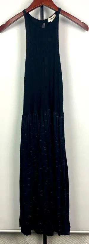 LNA Heathered Black Ribbed Halter Casual Fit &‎ Flare Dress thumbnail 1