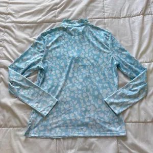 Cegolfs Womens Blue White Leopard Print Quarter Zip Golf Top Long Sleeve Medium thumbnail 5