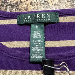 Lauren Ralph Lauren Top Preppy Academia Minimalist Metallic Stripe Purple Medium thumbnail 3