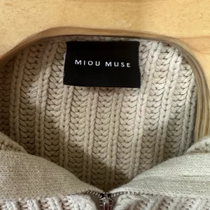 Miou Muse Cable Knit 1/4 Zip Pullover Sweater Knit‎ Beige Womens Small thumbnail 4