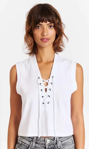 AMO Denim Aviva Tank Top White Cotton S thumbnail 1