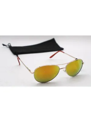 Aviator Sunglasses Gold Frame Mirrored Lenses UV400 Protection Black Pouch NEW thumbnail 2