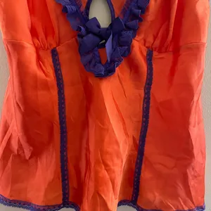 Vintage Nayomi Orange & Purple Lingerie Sleeveless Top Size Medium thumbnail 2