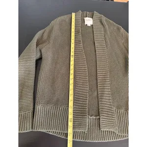 UpWest Resort & Mercantile Olive Green Chunky Knit Open‎ Cardigan Sweater XS thumbnail 2