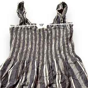 Anthropologie Maeve Schuyler Smocked Blue & White Striped Peplum Top Sz‎ M thumbnail 6