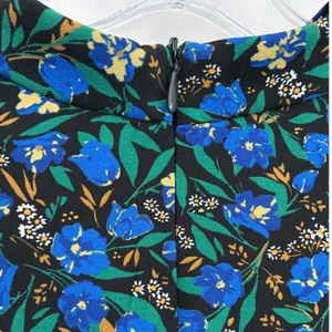 Zara Womens Blue Floral Cold Shoulder Mock Neck‎ Long Sleeve Midi Dress Large thumbnail 5