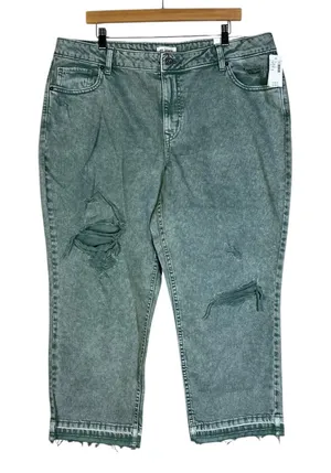 NWT M Jeans by Maurices 18W Straight Crop Jeans High Rise Distressed Acid Wash thumbnail 1