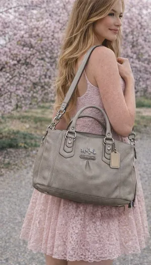 Coach Madison Sabrina 12937 Taupe Pebbled Leather Satchel Crossbody Bag thumbnail 1