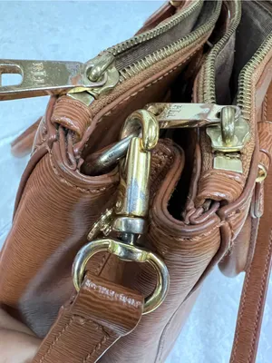 Lauren Ralph Lauren Brown Leather Satchel Bag purse adjustable strap thumbnail 7