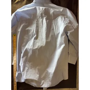 Light Blue Long Sleeve Button Down Shirt Textured High Low Hem Relaxed Fit thumbnail 4