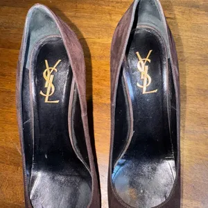 Saint Laurent Brown‎ Suede Tribtoo Pumps thumbnail 8