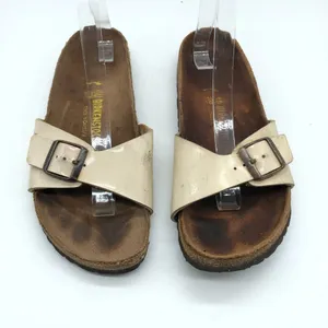 Birkenstock Madrid BirkoFlor Sandals Slides Shiny Ivory 40 Womens US 9 Narrow thumbnail 2