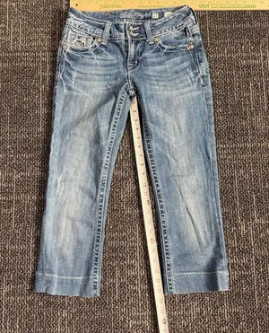 Miss Me Y2K Bootcut Cropped Jeans Women's Size 27 Embellished Rhinestone Studded thumbnail 1