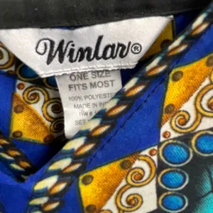 Winlar Kaftan Whimsical Feminine Flowy OSFM Blue Gold Colorful Vintage 90s thumbnail 2