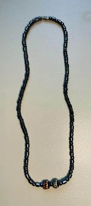 Black Hematite Cylind‎ Bead Necklace thumbnail 1