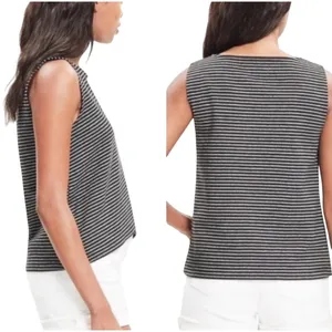 Madewell Black Striped Crossover‎ Tank 100% Cotton Medium Minimalist Casual EUC thumbnail 2