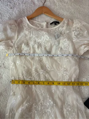 Lulus Elfrieda Cream Floral Embroidered Puff Sleeve Midi Dress Size Small Bridal thumbnail 8