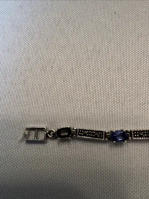 Elegant Sterling Silver 925 Blue Gemstone Link Bracelet - Women Jewelry thumbnail 3