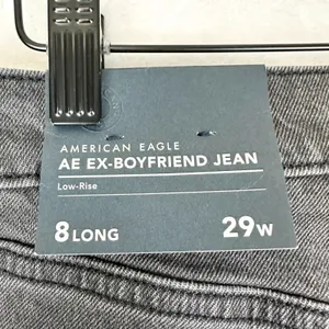 American Eagle Ex Boyfriend Jean Low Rise Stretch Size 8 Long NWT Studded Black thumbnail 6