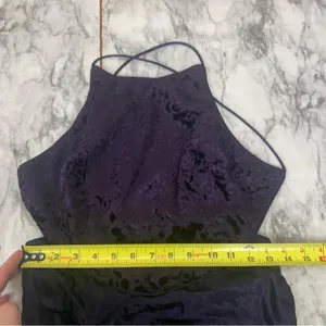 Zum Zum Purple Velvet Detail Criss Cross Open Back Prom Dress Gown size 11 / 12 thumbnail 8